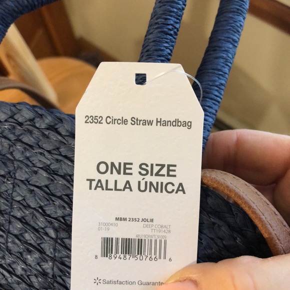 NWT straw packable round circle shoulder bag - Picture 7 of 8